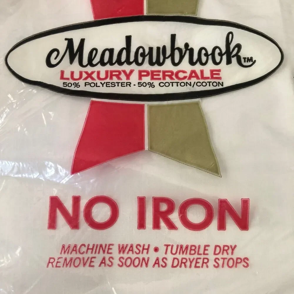Meadowbrook Luxury Percale Twin Flat Sheet White 66x104 USA VINTAGE NEW